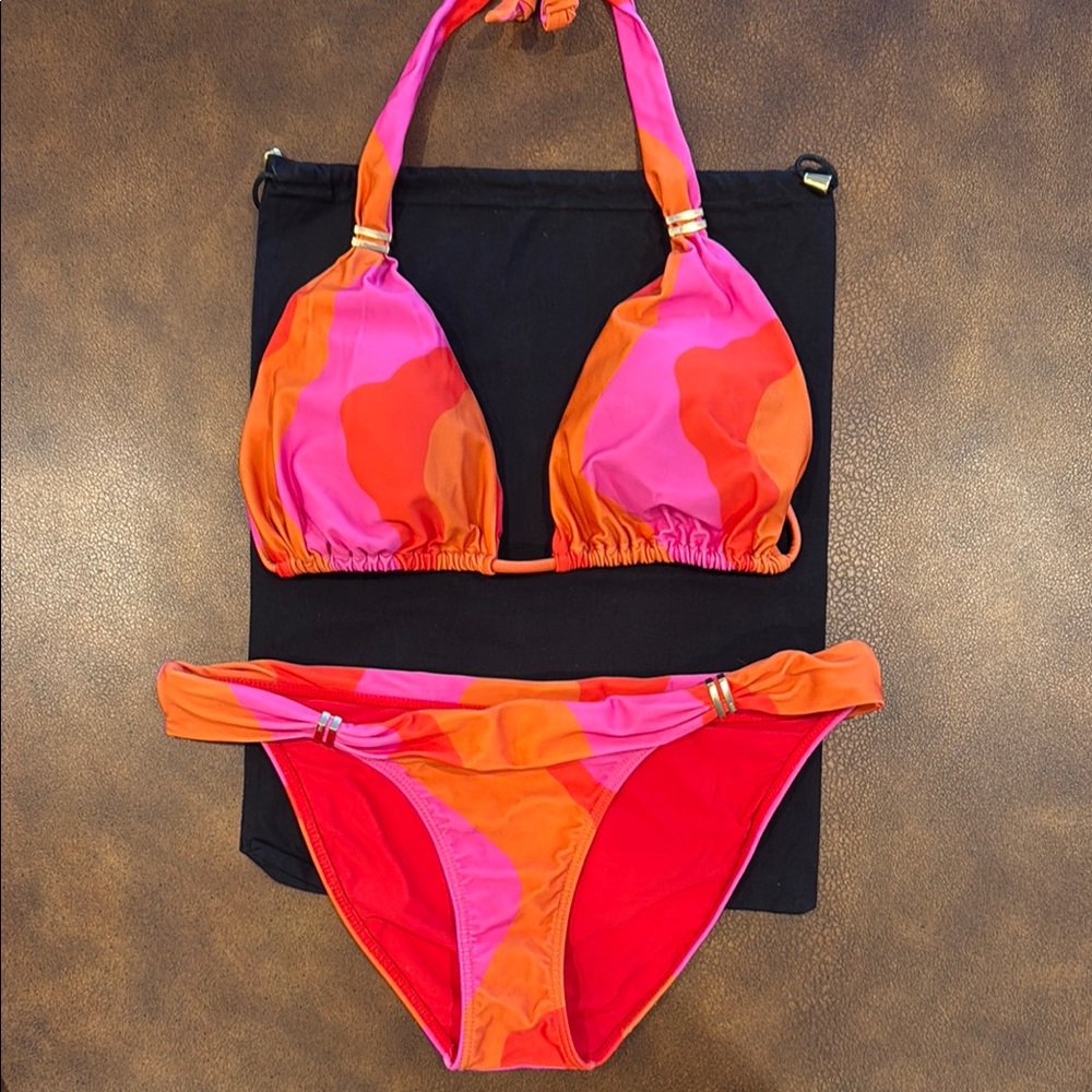 VIX Paula Hermanny Vibrant Pink and Orange Bikini Set
